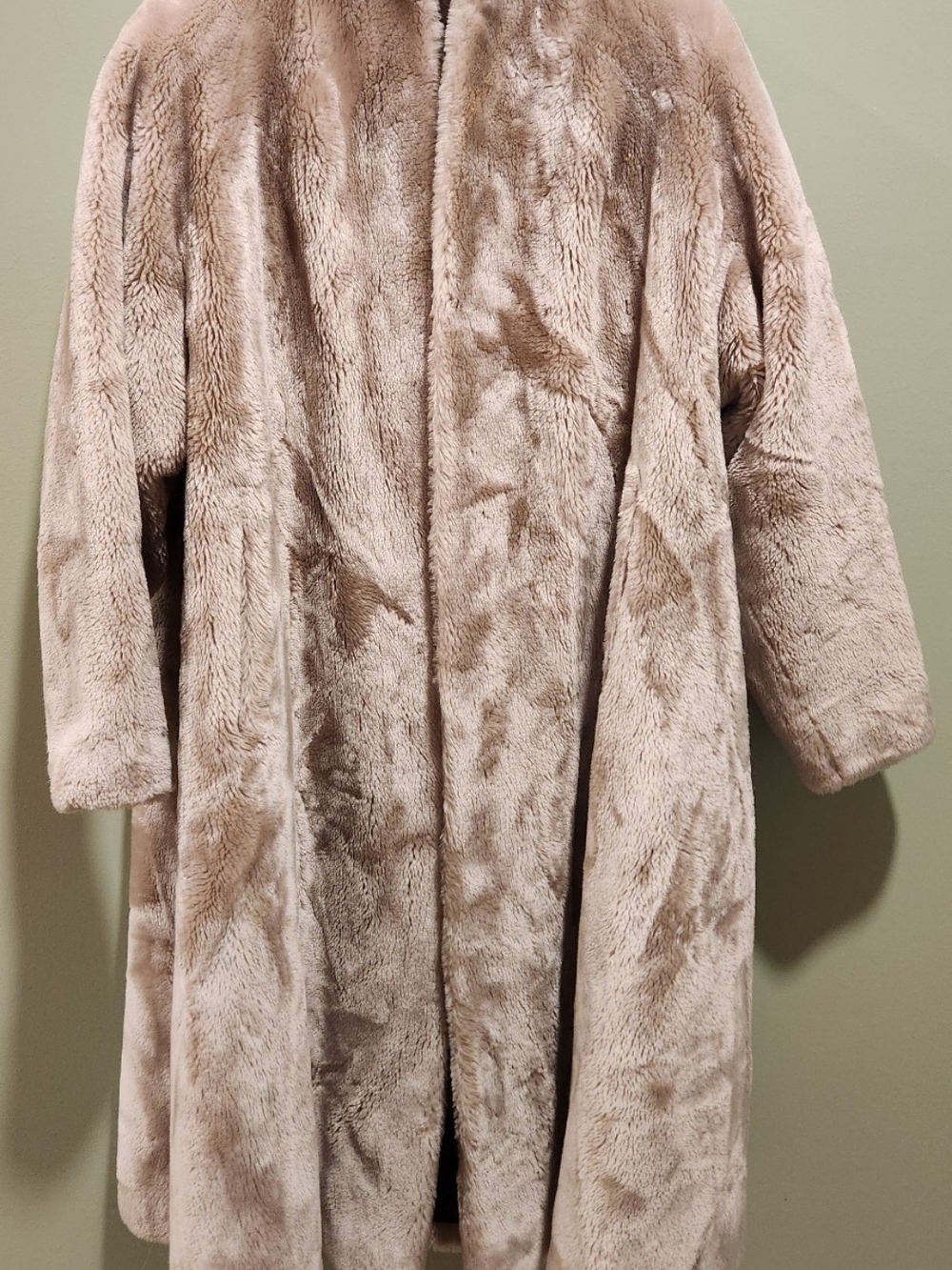 Women's Taupe Faux Fur Trench Coat By Borgana. Size L